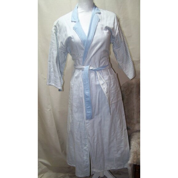 Lanz of Salzburg Robe Nightgown Cover up Small Blue Stripe - Picture 1 of 9
